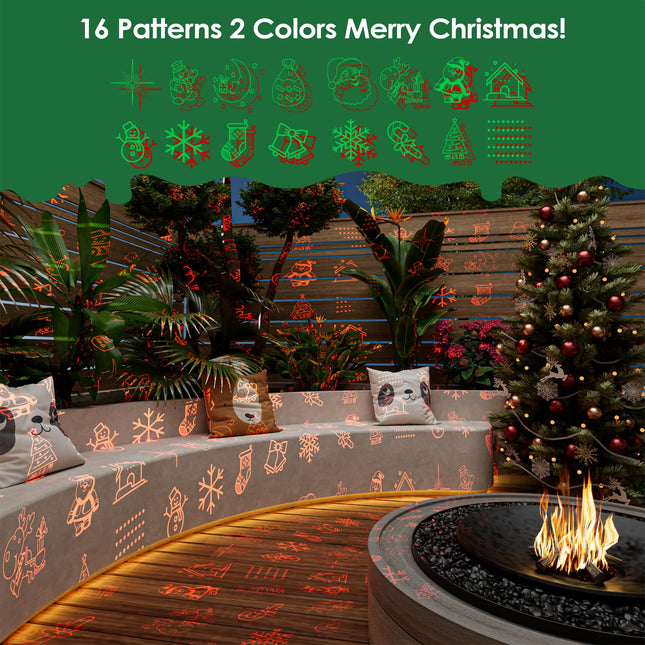 Christmas Projector Lights Outdoor, Holiday Projector Light 16 Modes 2 Color Combinations Indoor Outdoor Waterproof Ip65 Dynamic and Static Display, Christmas Projector Light.