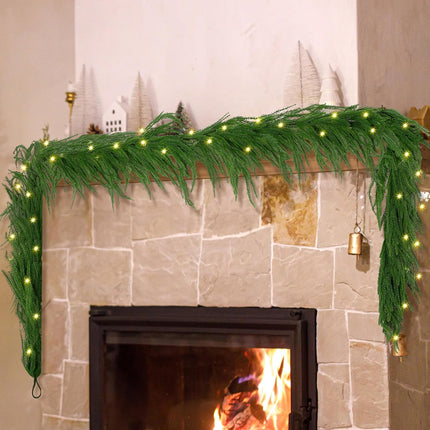 1 Pack Christmas Norfolk Garlands Set 9 Feet Artificial Winter Pine Garland Light String Faux Greenery Garland Green Pine Garland for Xmas Holiday Home Indoor Decor