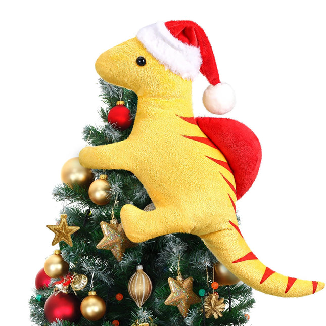 Capoda Christmas Tree Topper 12.6 inch Dinosaur Ornament Funny Xmas Decorations Curtain Tie for Tree Wine Bottle Home Adults