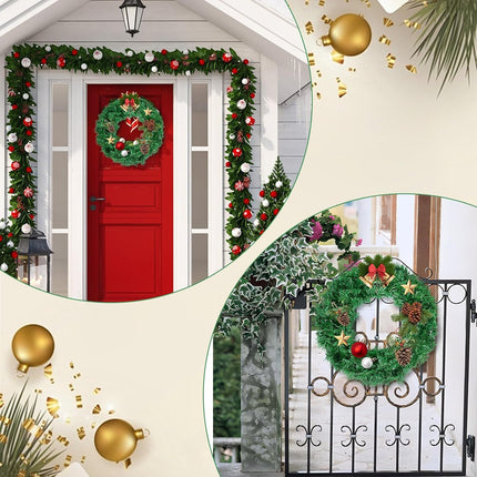 Christmas Wreaths for Front Door Outside, Wreaths for Christmas Decorations,12" Canadian Artificial Pine Christmas Wreath for Christmas Day Party,Unlit Wreaths for All Seasons (2, Green 12")