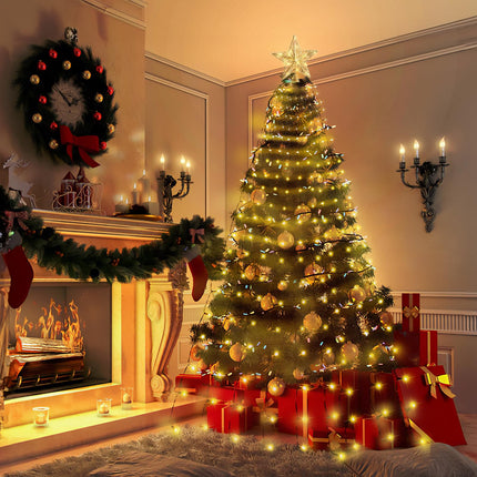 LE FUTUR 9.8" Lighted Christmas Tree Topper Star of Bethlehem - Battery-Powered Xmas Tree Decoration Ornament - Perfect for Christmas, Thanksgiving, and Year Party (treestar01-gold)