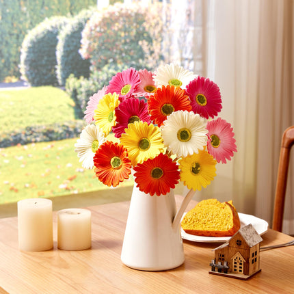 15 Pieces Artificial Gerbera Daisy Flowers Fake Mums Daisies Flower 15 Inch Artificial Gerber Daisies for Wedding Party Home Kitchen Decor