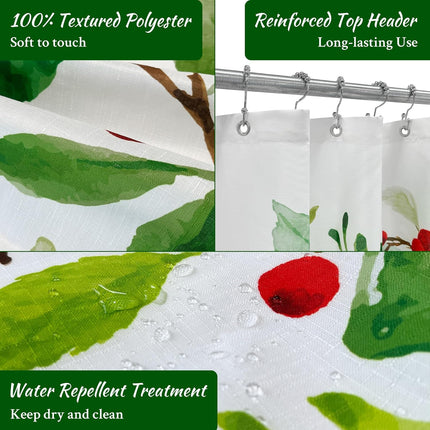 Mrs Awesome Christmas Shower Curtain for Bathroom Wreath Pattern Water Repellent Printed Fabric Shower Curtain, Festive Holiday Decoration for Bathroom, White, 72 x 72 inch