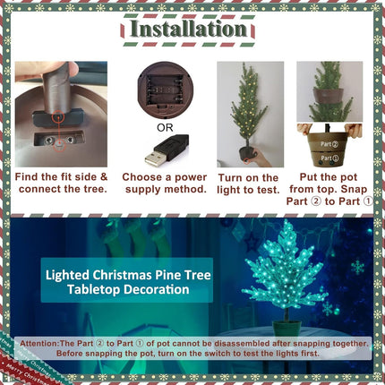 18 Colors Artificial Mini Christmas Tree, 20In Lighted Tabletop Xmas Tree with Color Changing LED Lights, Pre-Lit Small Christmas Tree in Pot Remote Timer Festive Party Holiday Fake Multicolored Tree
