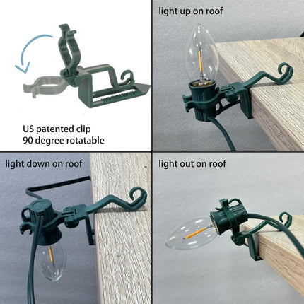 NIOSTA C9 LED Quick Clip Christmas Lights,50ft Outdoor Waterproof Christmas Lights for House Gutter,Roof Shingle,Tile,and Wood Fence,Multicolored