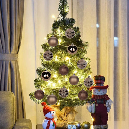 3.15" Christmas Ball Ornaments Brown 12 Pcs Shatterproof Christmas Tree Decorations Xmas Tree Medium Christmas Ornaments Balls with Hanging Loop for Halloween Wedding Holiday Party Wreath Home Decor