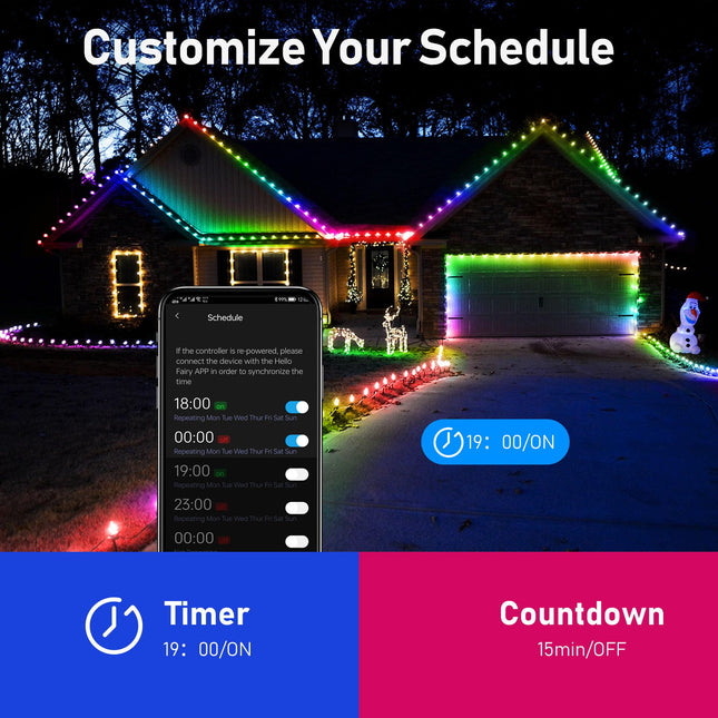 DIY 49Ft 75 LED C9 Connectable Strawberry Fairy String Lights（16.4ft3）,Bluetooth App Controlled,IP65 Waterproof&Music Sync Color Changing for Christmas Decorations