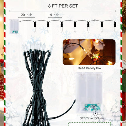 Battery Operated Christmas String Lights, 8ft 20 LED Mini Lights with Timer, Christmas Tree Lights for Indoor Outdoor Bedroom Wedding Party Holiday Xmas Decoration，Warm White