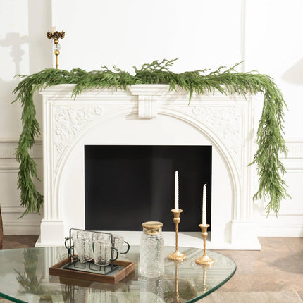 Christmas Garlands - Norfolk Pine Garland for Mantel and Staircase, Real Touch Artificial Faux Greenery Holiday Decor (1Pcs, 6 feet)