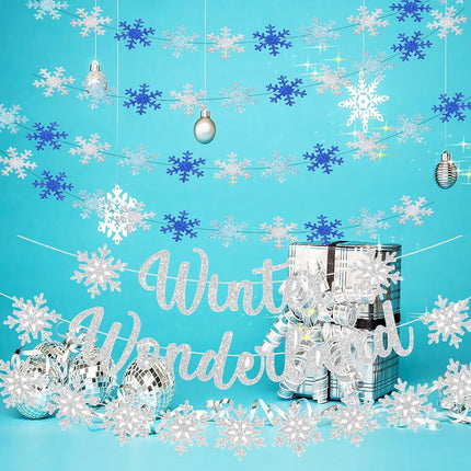 Winter Wonderland Decorations/Snowflake Hanging Decorations/Christmas Snowflakes Garlands for Christmas Ornaments/Frozen Birthday Wedding