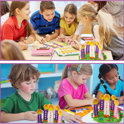 Zhanmai 24 Sets Christmas Advent Wreath Craft Kit Advent DIY Art Craft Tabletop Decor Advent Wreath Candles with Christ Love Joy Hope Peace for Fun Sunday School Classroom Christmas Activity