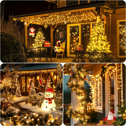 42.7Ft Warm White Solar Christmas Lights, 2 Pack Total 200 LED Solar Lights Outdoor, 8 Modes Solar String Lights Outdoor Waterproof for Tree Patio Yard Wedding Garden Decorations
