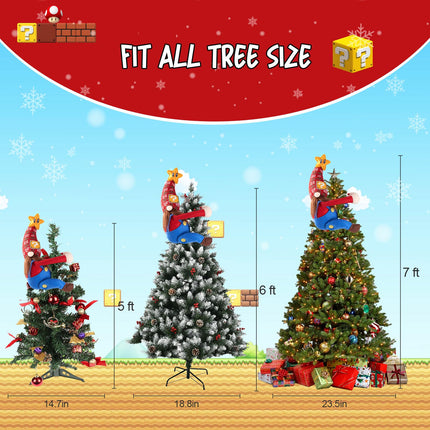 Christmas Tree Topper, Gnome Christmas Tree Topper, Handmade Small Funny Christmas Ornaments Santa Gnomes with Star, Christmas Tree Decorations Gamer s