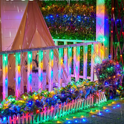 Brightown Outdoor Christmas Net Lights, 12FT x 5FT, 360 LED Waterproof Mesh Fairy Lights with Remote, 8 Modes, Connectable Multi-Color Christmas Lights for Trees, Bushes, Yards, Fences