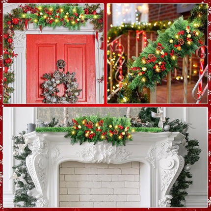 Riceshoot Pre Lit Artificial Christmas Mail Box Swag with Lights Berry and Pine Cones, 35.4 Inch Timed Mailbox Swag Christmas Mailbox Decoration Indoor Outdoor for Xmas Home Decor