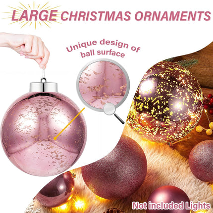 XmasExp Large Christmas Ornaments Christmas Ball Ornaments Pink Giant Shatterproof Christmas Ornaments Mercury Ball Christmas Tree Ornaments for Holiday Party (Pink, 6.0" (2pcs))