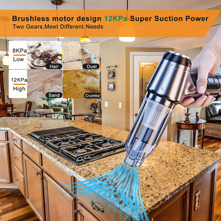 Cordless Handheld Vacuum Cleaner,12000Pa 75000 Rpm 3In1 Mini Car Vacuum Cleaner Builtin Brushless Motor Ultra Light Rechargeable Wet Dry Typcc Portable Vacuum Cleaner For Car,Home,Hair