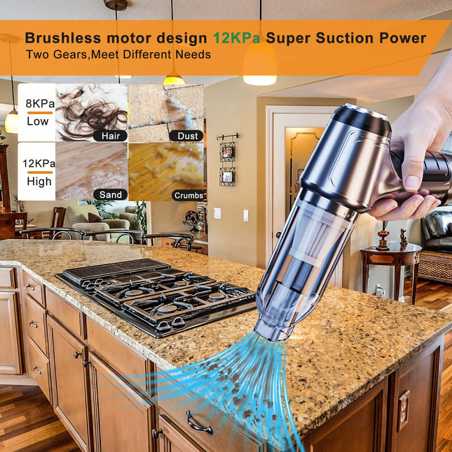 Cordless Handheld Vacuum Cleaner,12000Pa 75000 Rpm 3In1 Mini Car Vacuum Cleaner Builtin Brushless Motor Ultra Light Rechargeable Wet Dry Typcc Portable Vacuum Cleaner For Car,Home,Hair