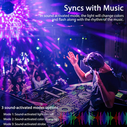 Litake UV Black Lights for Glow Party, 6W LED Disco Ball Strobe Lights for Dark Party Supplies, Sound Activated with Remote Control, Dj Light for Halloween Xmas Birthday Party Home Decorations, 4 Pack