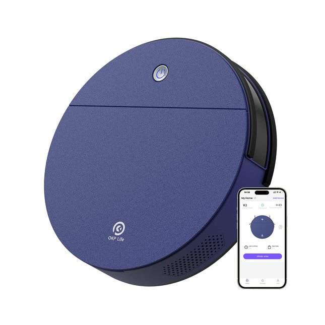 Okp K3 Robot Vacuum Cleaner Selfcharging Robotic Vacuum Cleaner With 2000Pa Strong Suction Voice Control For Hardfloor And Carpet,Blue
