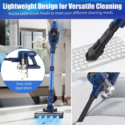 Sejoy Vacuum Cleaners For Carpet, Vacuum Cleaner Lightweight Stick For Home, Powerful Suction, Rechargeable Cordless, For Pet Carpet And Floor, 7 2200 Mah Battery, 25Kpa Suction