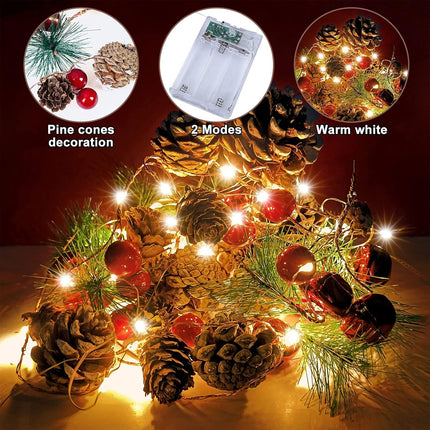 Christmas Garland with Lights,10 Ft 30 LED Christmas Light Decor,Garland Christmas Decorations with Lights,Home Interior, Fireplace, Stair Decoration