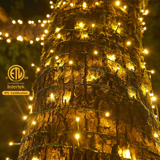 Christmas Lights Outdoor 330FT 1000 LED String Lights with Reel, 8 Modes&Timer Remote, UL Listed, Decorations for Christmas Holidays Party Wedding, Green Wire