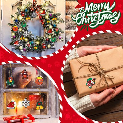 Syhood 63 Pcs Mini Christmas Tree Ornaments Set Mini Christmas Tree Decoration Gadget Small Tree Skirt Christmas Tree Star Topper Miniature Christmas Hanging Ornament with Light for Holiday Xmas Tree