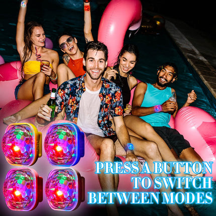 4 Pieces Mini Disco Light Ball Strobe Atmosphere Lights with USB Cable and Suction Portable LED Wristbands Rotating USB Night Disco Light up Bracelet Lamp for Christmas Dance Birthday
