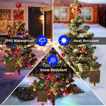 d Set of 2 Solar Christmas Tree 39 Inch Outdoor Christmas Tree with 100 LEDs, 8 Flashing Patterns with Ornaments for Outsdie Holiday Display Yard Front Porch Pathway Grave Cemetery Decor