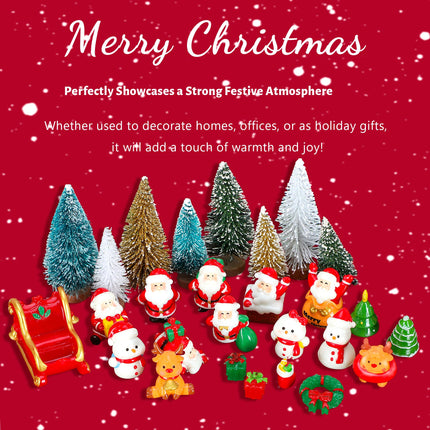 27 Pieces Mini Resin Christmas Ornaments, Miniatures Figures Tiny Decor, Santa Claus Snowman Christmas Tree Reindeer s for Snow Globe Xmas Home Party Cake Toppers Décor (27)