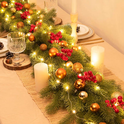 Pine Garland Christmas Decoration, 6ft Christmas Greenery Garland Artificial Spruce Garland Pine Needles for Holiday Mantel Fireplace Table Centerpiece Decor