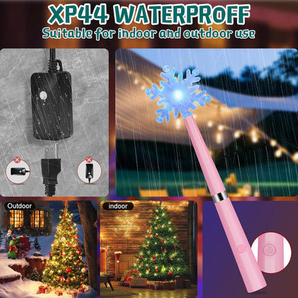 Wireless Remote Control Outlet, Magic Light Wand for Christmas Tree Lights and Home Decoration Lights, Remote Light Switch with Music, Christmas for Kids/Friends/Family, Pink