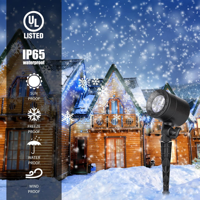 Christmas Projector Lights Outdoor, Led Snowflake Projector Lights Waterproof Plug in Moving Effect Wall Mountable Snowfall Lights for Christmas Holiday Year Indoor Home Party Decoration Show