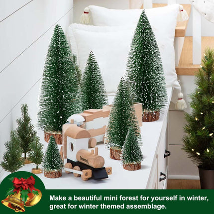 hatisan 6pcs Mini Christmas Trees Decorations - Small Bottle Brush Trees, Artificial Tabletop Christmas Tree for Indoor Outdoor Home Room Party