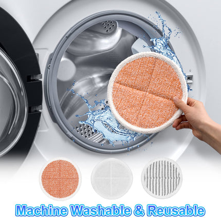 Uniqus 6 Pack Mop Pads Compatible With Bissell Spinwave Mops 2124 2039 2037 2039A Series Steam Mop Pads For Bissell Spinwave Hard Floor Cleaning Kits 2 Soft Pads, 2 Scrubby And 2 Heavy Scrub Pads