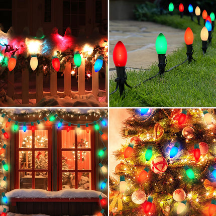 25 Pack C9 LED Christmas Light Bulbs Ceramic Multicolor C9 Bulbs E17 Base - for Christmas Tree Lights Replacement Bulbs, Christmas Lights Replacement Bulbs for Home Yard Porch Stair, 0.6W = 7W