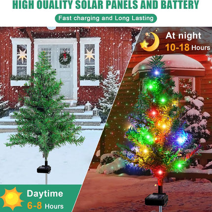 Solar Christmas Tree 4 Pack Garden Stake Light Waterproof Christmas Decorations Christmas Tree Light ，Outdoor Waterproof Christmas Pathway Lights for Christmas Decoration Pathway Garden Patio Yard
