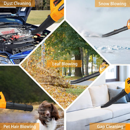 Leaf Blower, 21V Leaf Blower Cordless with 4.0Ah Battery and Charger, 320 CFM 150 MPH 6-Speed 2 Tubes Electric Leaf Blower for Leaves, Snow Debris and Dust Blowing