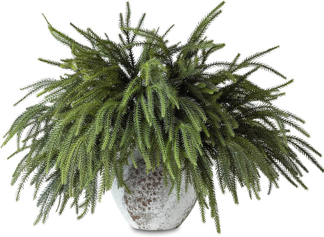 mizii Christmas Decorations 12Pcs Artificial Norfolk Pine Branches 22in Faux Greenery Stems Real Touch Norfolk Pine Garland for Xmas Indoor Outdoor Home Decor (12)