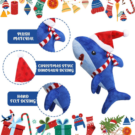 Christmas Tree Toppers 10 x 8 Inch Large Funny Animal Tree Topper Plush Hanging Christmas Ornaments Cute Adorable Xmas Decorations for Holiday Birthday Party Favors (Shark)
