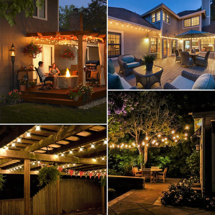 DAYBETTER Outdoor String Lights 50FT Waterproof LED Edison Outside Lights,2700K 17 Shatterproof ST38 Bulbs, Hanging Umbrella Lights for Garden Camping Patio Porch Backyard Deck Balcony