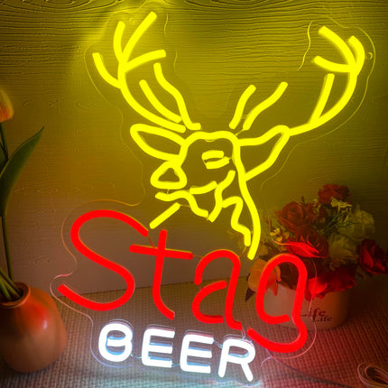 Symone Beer Neon Signs for Wall Decor,Dimmable Beer Deer Led Neon Light,USB Powered Business Signs for Man Cave Bar Pub Restaurant Party Christmas Birthday s（17.1 12.8in）