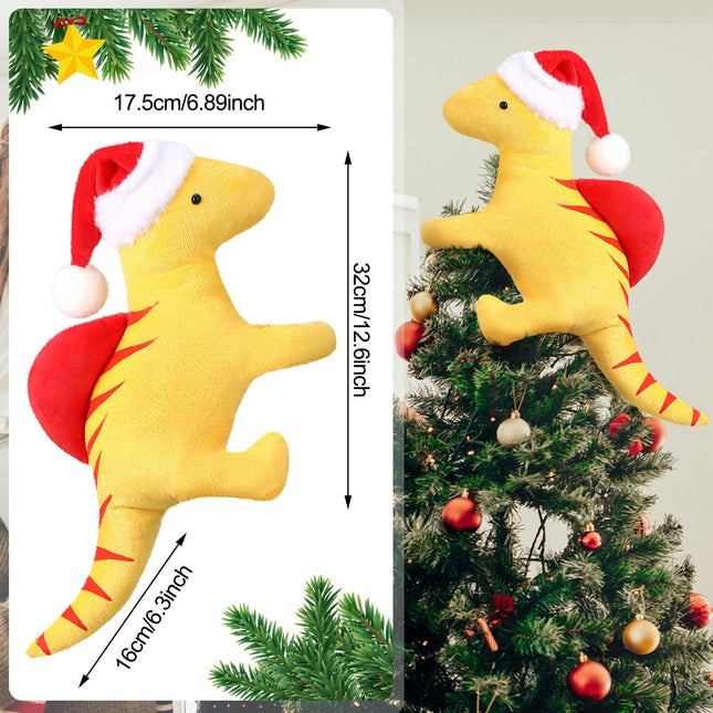 Capoda Christmas Tree Topper 12.6 inch Dinosaur Ornament Funny Xmas Decorations Curtain Tie for Tree Wine Bottle Home Adults