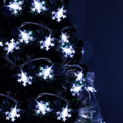 Twinkle Star 100 LED Christmas Snowflake String Lights, 49 FT Plug in Fairy Light Waterproof, Extendable for Indoor Outdoor Holiday Wedding Party, Xmas Tree, Year, Garden Decorations (White)