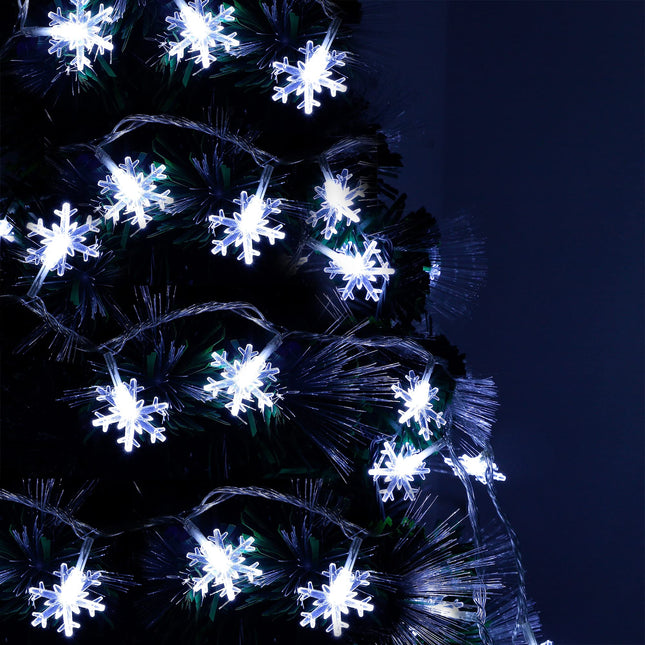 Twinkle Star 100 LED Christmas Snowflake String Lights, 49 FT Plug in Fairy Light Waterproof, Extendable for Indoor Outdoor Holiday Wedding Party, Xmas Tree, Year, Garden Decorations (White)
