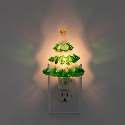 Snow Covered Christmas Tree Holiday Decor Night Lights - Includes 5W C7 and Rotational Socket with On/Off Switch