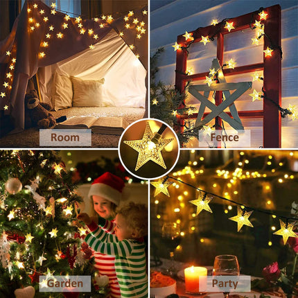 Twinkle Solar Star String Lights Outdoor Waterproof Fairy Lights 39FT 100 LED with 8 Lighting Modes for Camping Garden Wedding Party Tree Holidays Backyard Patio(Warm White)