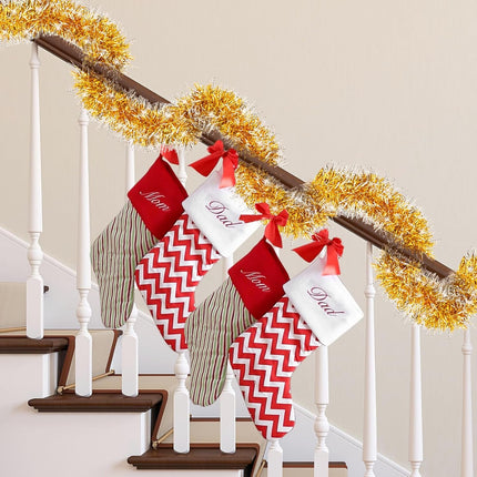 50 Feet Gold/White Christmas Tinsel Garland, Metallic Hanging Tinsel Streamers Garland for Christmas Decorations, Garland for Christmas Tree Birthday Party Indoor and Outdoor