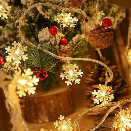 Dazzle Bright Christmas Snowflakes String Lights, 100 LED 49FT Waterproof Christmas Lights Plug in with 8 Modes for Indoor Outdoor Holiday Wedding Party Xmas Tree Garden Decorations (Warm White)